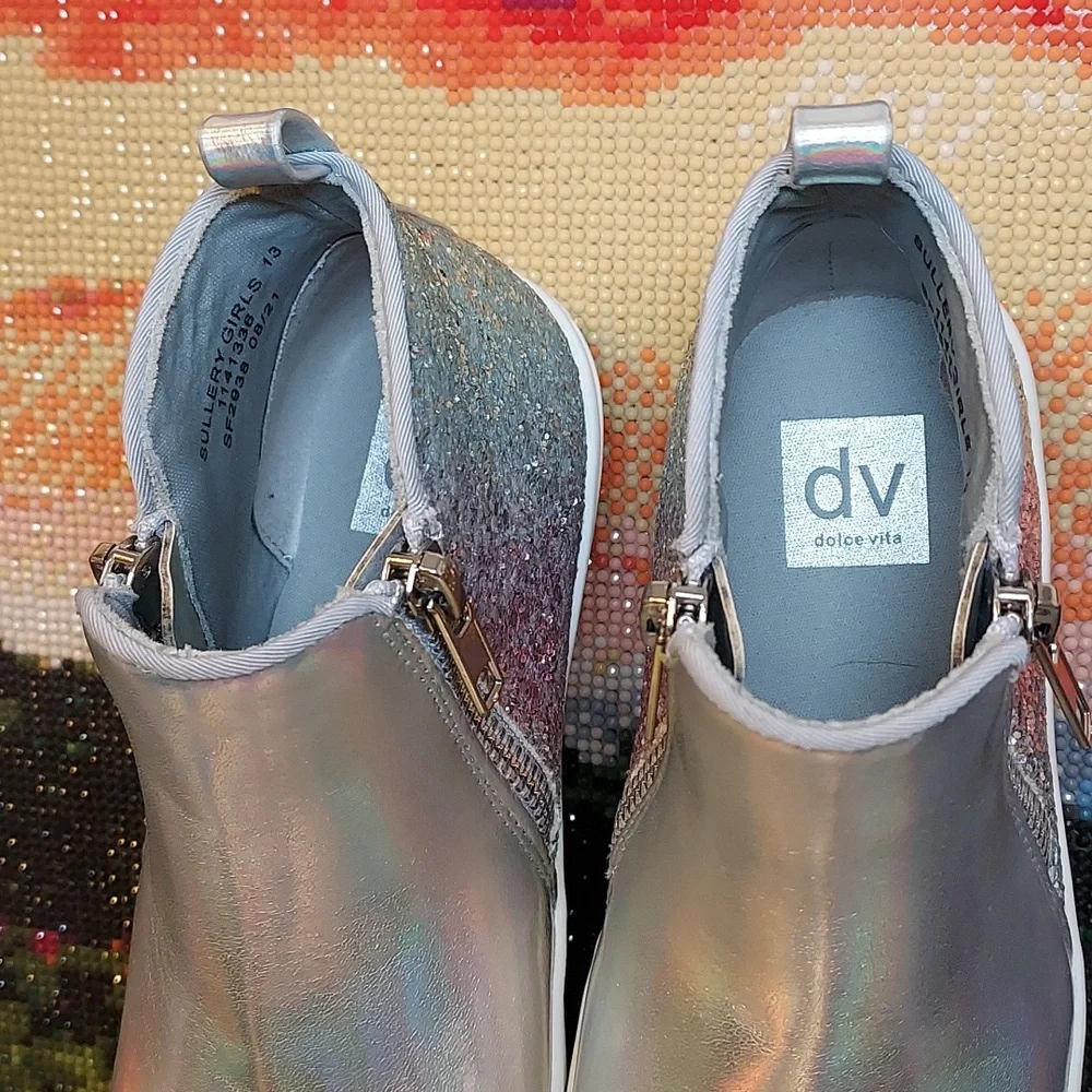Girls Dolce Vita Sullery Iridescent Glitter Rainbow Casual Sneaker